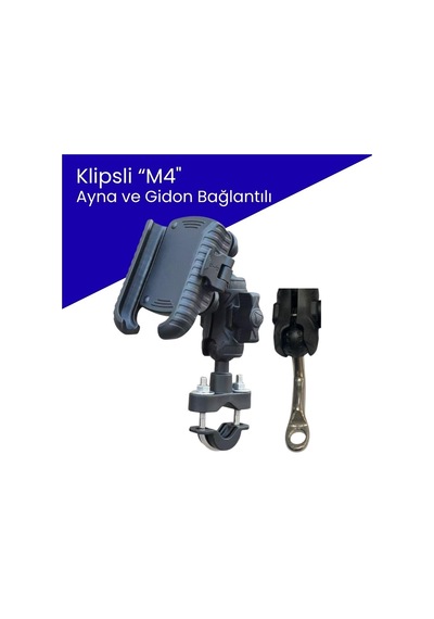 Gear5 Klipsli M4 Titreşim Modüllü Telefon Tutucu Ayna Ve Gidon Bağlantılı Siyah