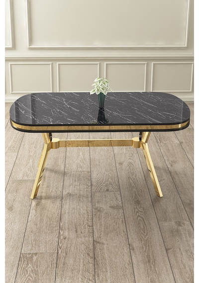 Canisa Concept Olya Serisi 90x168 Lak Panel Gold Ayak Siyah Mermer Desen Sabit Mutfak Masası Masa Siyah Mermer Desen Ayaklar Gold Canisa Concept Olya Serisi 90x168 Lak Panel Gold Ayak Siyah Mermer Desen Sabit Mutfak Masası Masa Siyah Mermer Desen Ayaklar Gold