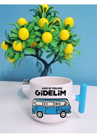 Hadi Gidelim Mavi Kulplu T Kulp Kupa Beyaz