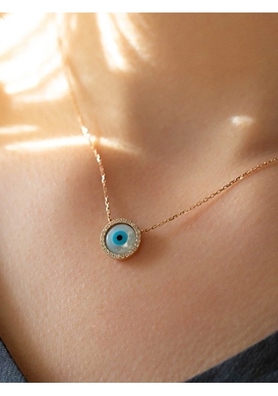 Brezza Lusso Jewelry Sedef Taşlı Göz Bayan Gümüş Kolye