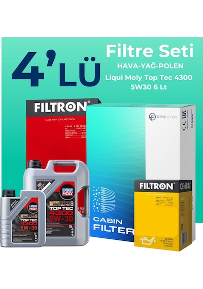 Filtron Renault Austral 1.3 Hybrid Filtre Bakım Seti Liqui Moly Motor Yağlı (2022-2025) 4 Lü -