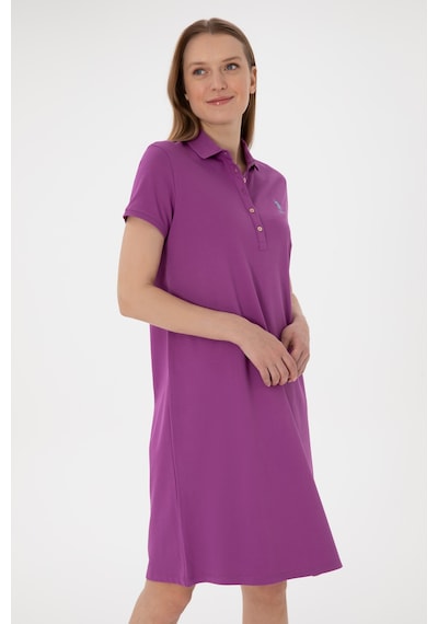 U.S. Polo Assn. Kadın Mor Polo Yaka Mini Boy Örme Elbise 50280038-VR038