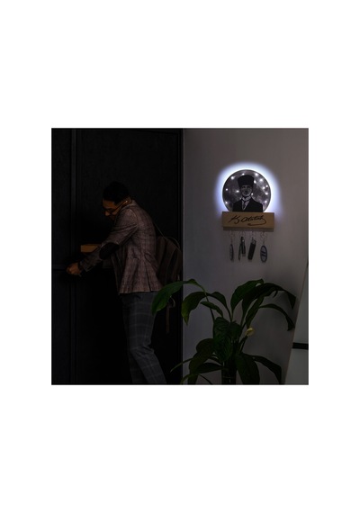 Led Işıklı Pleksi Dolunay Kişiselleştirilebilir Dekoratif Biblo Atatürk Portre Anahtar Askılığı Gri - 737347614 Gri