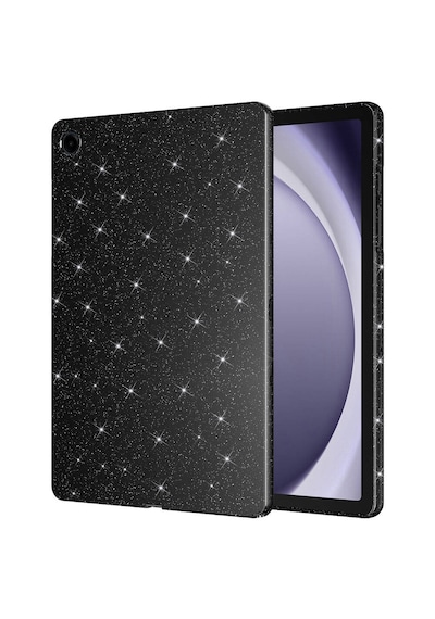 Samsung Galaxy Tab S10 Lite / S10 Fe / S9 Fe 10.9 Uyumlu Simli Parlak Koton Tablet Kılıf Standlı Koruyucu Kapak Siyah