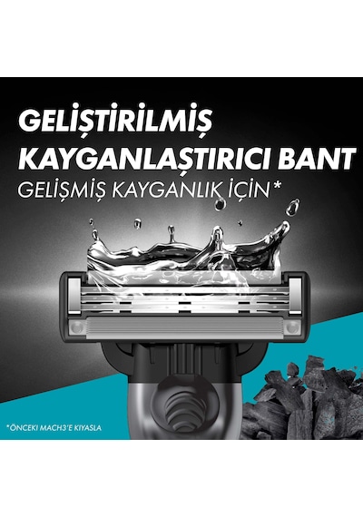 Gillette Mach 3 Charcoal Tıraş Makinesi + 6 Up Yedek Tıraş Bıçağı