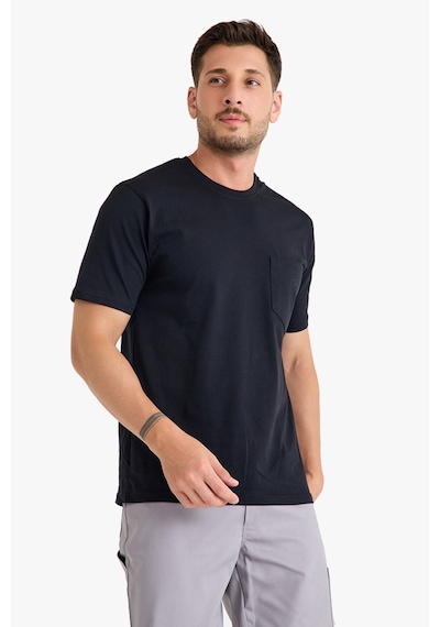 Bisiklet Yaka Kalem Cepli T-shirt SIYAH