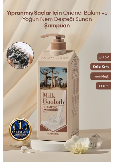 Yıpranmış Saçları Onaran Yoğun Nemlendirici Şampuan Mılk Baobab Original Shampoo Ivory Musk