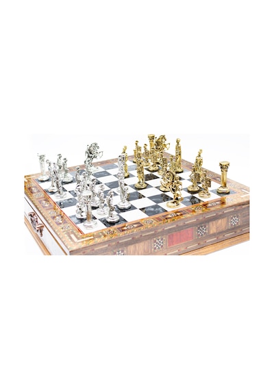 Saklamalı - 370 - Satranç Roma Oymalı Sc38s - 38cm, Siyah Tahta - Muratech - - Sc38s
