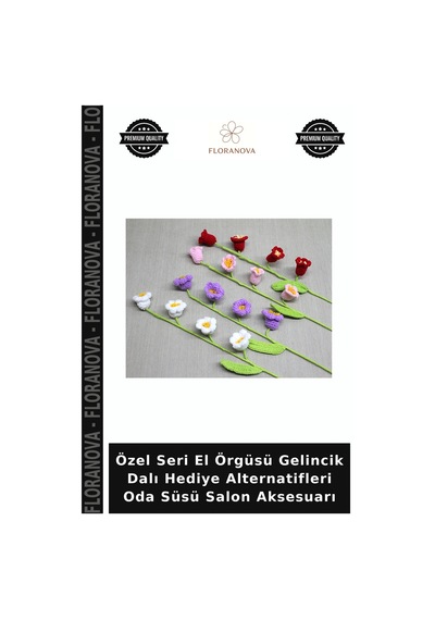 Özel Seri El Örgüsü Gelincik Dalı Hediye Alternatifleri Oda Süsü Salon Aksesuarı Çok Renkli