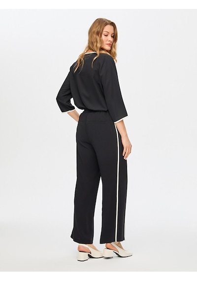 Faik Sönmez Wide Leg Fit Renk Bloklu Pantolon S26pnt020 Us26pnt02010 Siyah