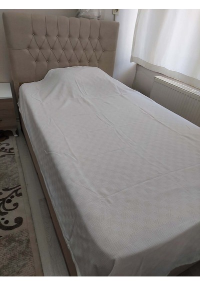 Dama Desenli Pike Çift Kişilik Beyaz 200x230 | Pamuklu Yazlık Yatak Örtüsü