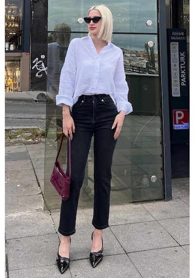 Madmext Siyah Slim Fit Kadın Mom Jean Mg1738-siyah Siyah
