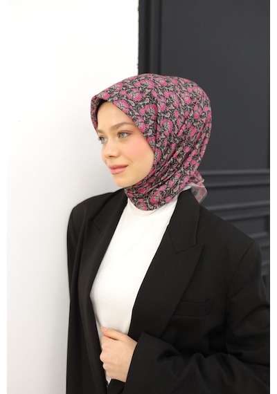 Silk Home Soft Eşarp 73077-01 Siyah, Pembe, Pudra Vizon