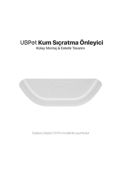 Ubpet C10 Pro Kameralı Otomatik Akıllı Kedi Tuvaleti İçin Aparat/buffle, Kum Sıçratma Önleyici, Beyaz