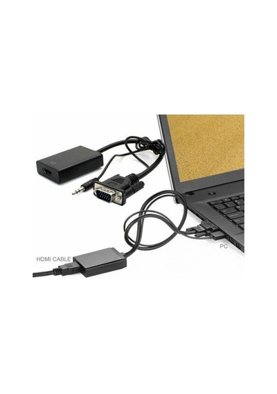 Vga To Hdmi Çevirici Dönüştürücü Adaptör Kablosu