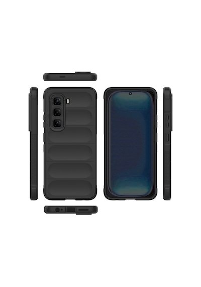 Mobilteam İnfinix Hot 50 4g Kılıf Esnek Tpu Oyuklu Arka Yüzey Tasarımlı Etnik Silikon Siyah