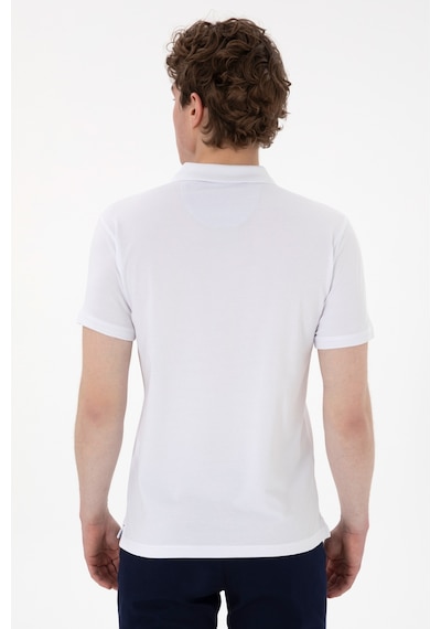 U.S. Polo Assn. Erkek Slim Fit Polo Yaka Beyaz Basic Tişört 50298011-VR013