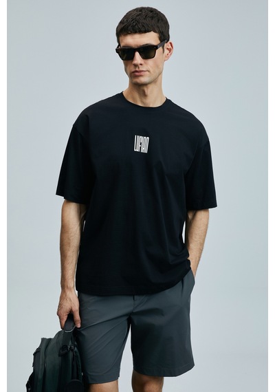 Lufian 111020245 Helıx Modern Grafik T- Shirt Erkek Tişort SIYAH