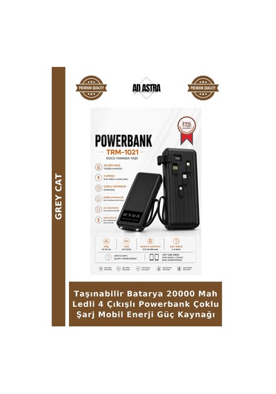 Taşınabilir Batarya 20000 Mah Ledli 4 Çıkışlı Powerbank Çoklu Şarj Mobil Enerji Güç Kaynağı Çok Renkli