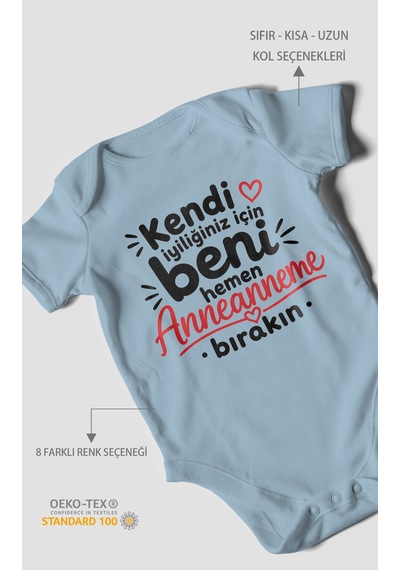 Morivokids Anneanneye Özel Kısa Kollu Bebek Body %100 Pamuk Zbn284-kk Bebe Mavisi