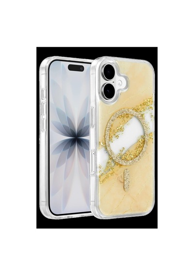 Onegif Apple iPhone Uyumlu 17 Lotus Simli Magsafe Kapak - Gümüş İtdark56999
