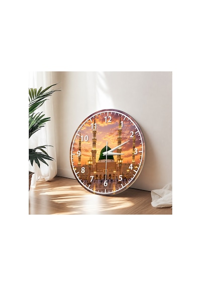 Mescid-i Nebevî Duvar Saati 33 Cm Uv Baskılı Mdf Duvar Saati Çok Renkli