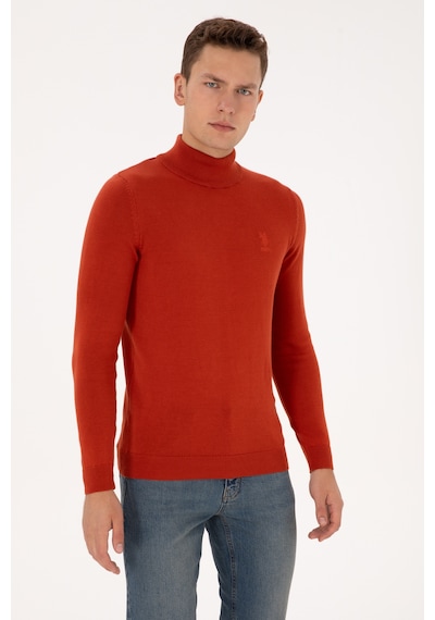 U.S. Polo Assn. Erkek Slim Fit Yarım Balıkçı Yaka Kiremit Basic Kazak 50307783-VR031 U.S. Polo Assn. Erkek Slim Fit Yarım Balıkçı Yaka Kiremit Basic Kazak 50307783-VR031