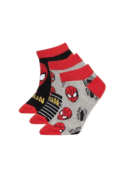 DeFacto Erkek Çocuk Marvel Spiderman 3'lü Pamuklu Patik Çorap - Z9030A6NSKR1