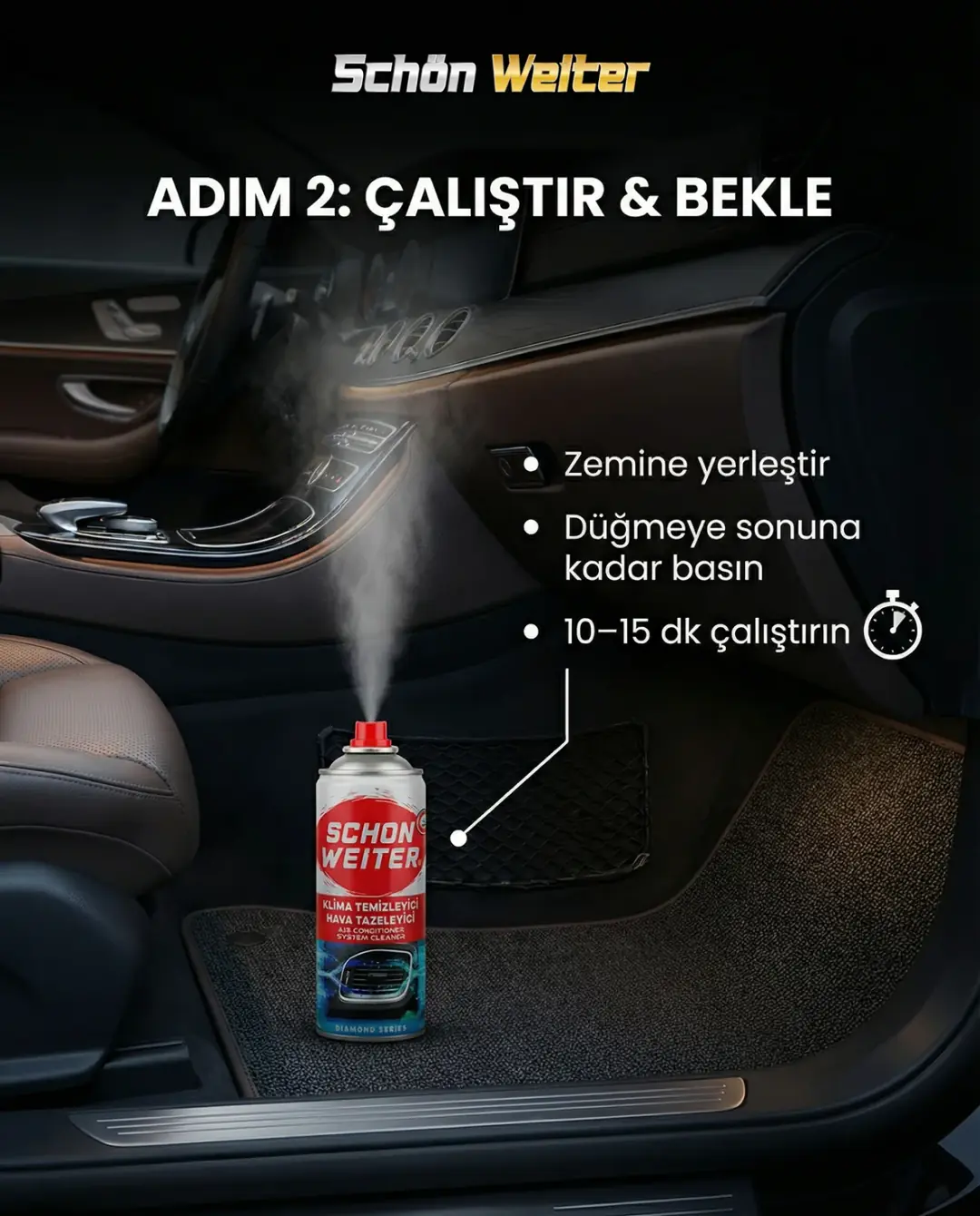 Araç Oto Klima Bombası Kırmızı Aerosol Sprey 200 Ml