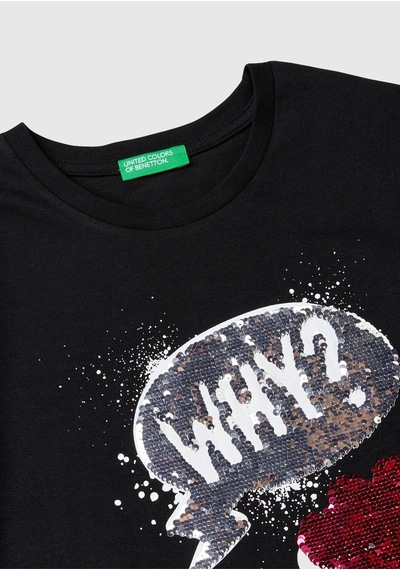 Benetton Kız Çocuk Uzun Tshırt Çocuk Sweatshirt Siyah