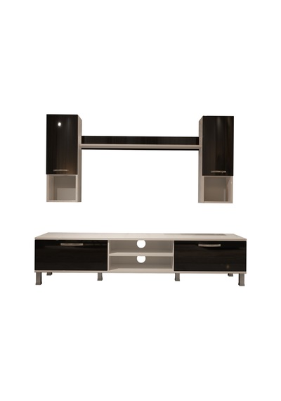Decoraktiv Eko 5da Mdf Dvd Krom Ayaklı Tv Ünitesi Tv Sehpası Beyaz - Siyah