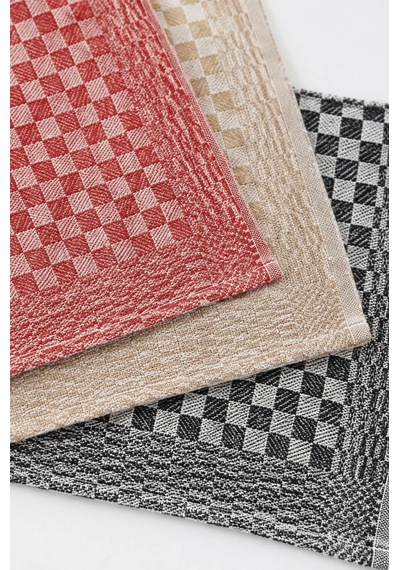 Kare Desenli Alman Peçetesi Mutfak Havlusu Seti 3 Lü 75x75 Cm Çok Renkli