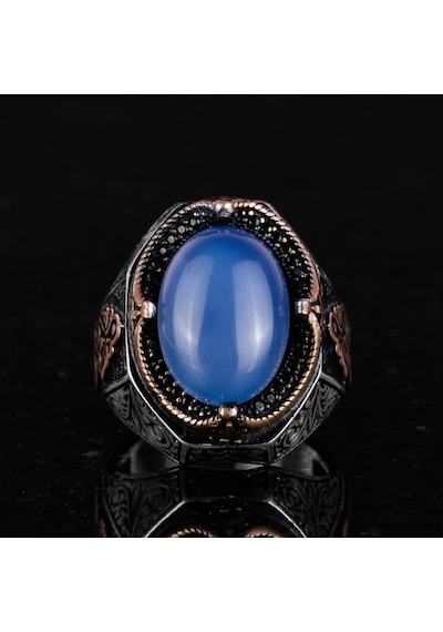 Chalcedon Taşlı Yüzük - 925 Ayar Gümüş Yüzük Gümüş