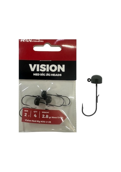 Hanfish Vision Ned Rig Jig Head Mjg 2.8gr No:2 Moss Green 4 Adet