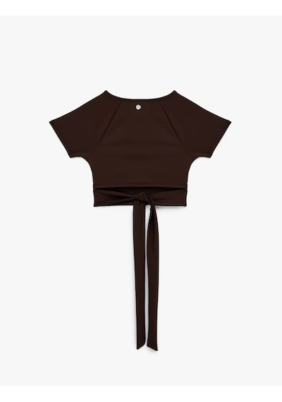 Koton Slim Fit Kısa Kollu Bisiklet Yaka Crop Bağlama Detaylı Spor Tişört Kahverengi 6wak10025nk Kahve Koton Slim Fit Kısa Kollu Bisiklet Yaka Crop Bağlama Detaylı Spor Tişört Kahverengi 6wak10025nk Kahve