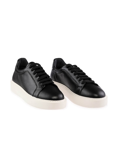 Siyah Casual Bağcıklı Deri Sneakers 13213024c006 002 Siyah