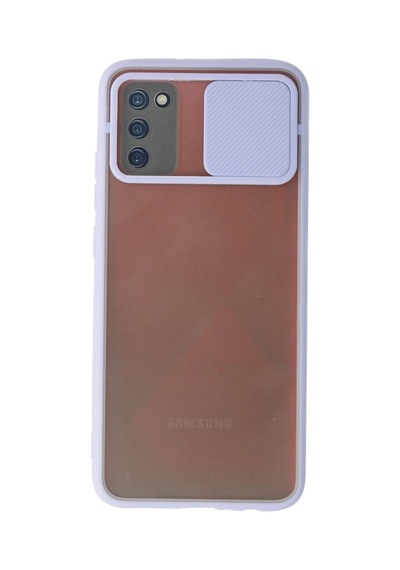Samsung  Uyumlu - Galaxy A02s Kılıf Palm Buzlu Kamera Sürgülü Silikon - Lila Çok Renkli