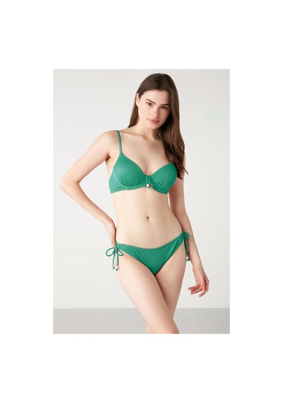 Kom Lurusa Kendinden Dokulu Boncuklu Bikini Yeşil