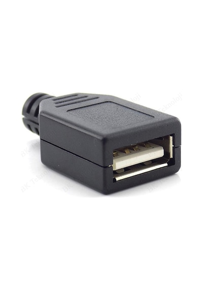 Plastik Muhafazalı Lehim Tipi 4 Pin USB Dişi Konnektör