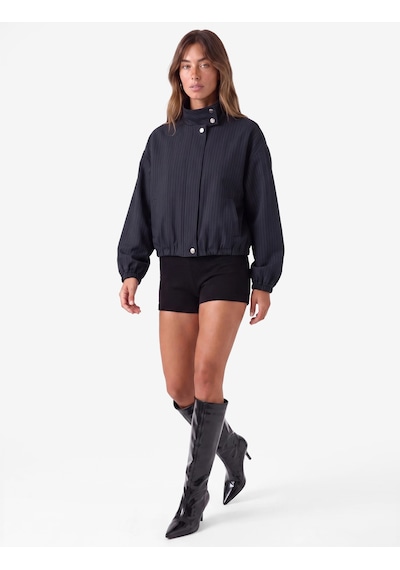 Koton Çizgili Dik Yaka Uzun Kollu Fermuarlı Oversize Bomber Ceket Lacivert Çizgili 7wak50049pw Koton Çizgili Dik Yaka Uzun Kollu Fermuarlı Oversize Bomber Ceket Lacivert Çizgili 7wak50049pw