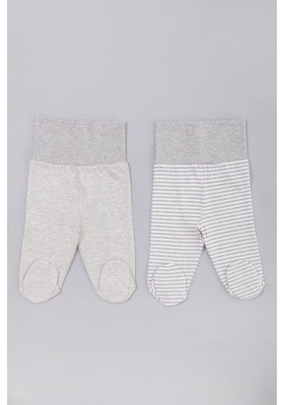 Organicera Organik Yenidoğan Patikli Pantolon, 2 Li Set , Grey Melange