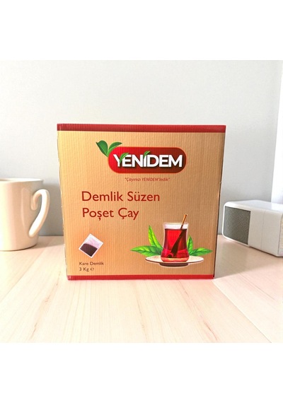 Yenidem Kare Demlik Süzen Poşet Çay Ev Tipi Siyah Çay ve Hibiskus Karışımı Bamya Çiçeği 3 KG