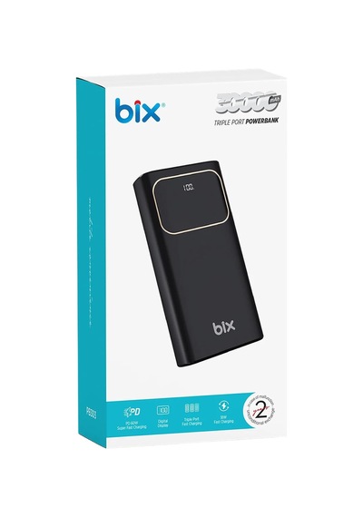 Pb303 30000mah 60w 2 Usb-a Ve Type-c Pd Çıkışlı Hızlı Şarj Destekli Led Göstergeli Powerbank Siyah