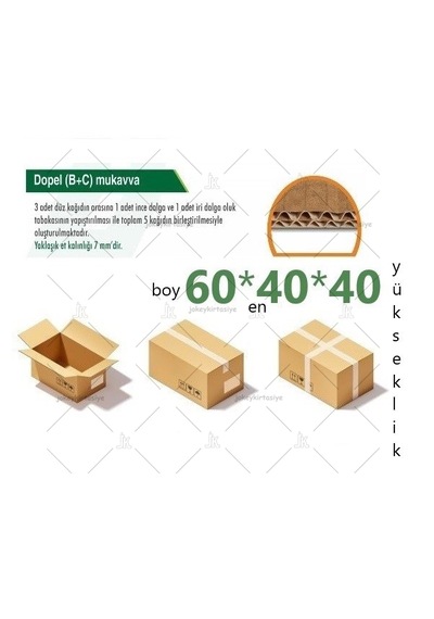 60x40x40 Ksssk 140gr Çift Oluklu Büyük Boy Koli-5adet 32desi