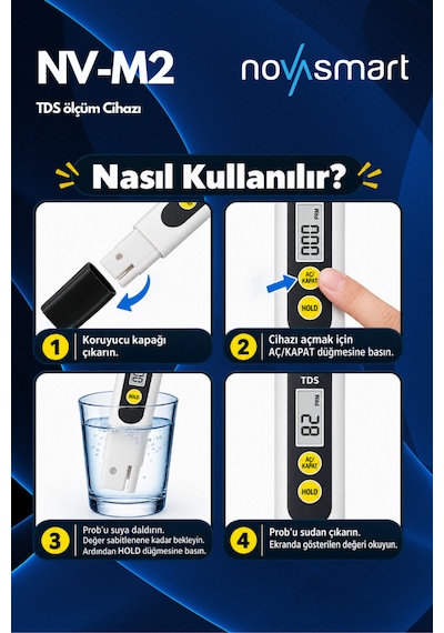 Nv-tdsm2 Dijital Tds Metre Su Kalitesi Ölçüm Cihazı 0 990 Ppm