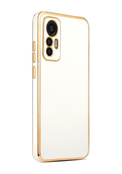 Xiaomi Mi 12 Lite Uyumlu Kılıf Kenarları Parlak Altın Renkli Kamera Korumalı Soft Tasarım Kılıf