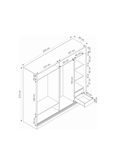 Minar Kale210y 2k Sürgülü Dolap 220g - Dore Aynalı