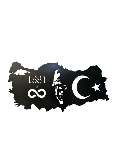 Dgrk Atatürk Ve Türkiye Haritası Tasarım Tablo Ahşap 110 X 70 Cm