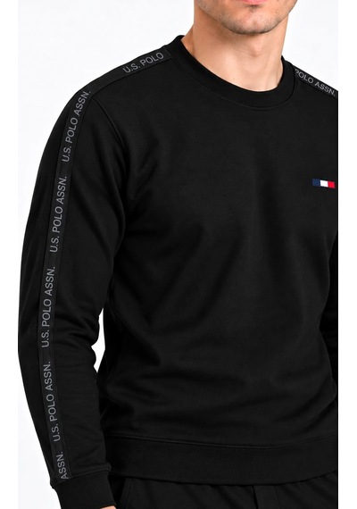 U.S. Polo Assn. Erkek %100 Pamuk Uzun Kollu Ev Giyim Takımı Siyah
