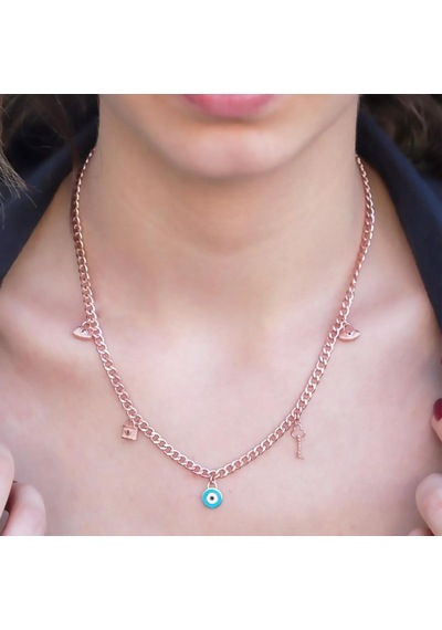 Rose Gold Kaplama Gümüş Dilek Kolyesi Gümüş